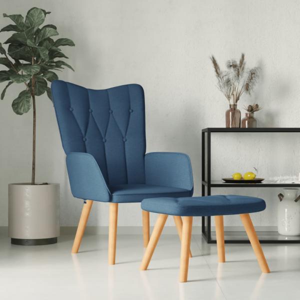 ARDEBO.de - Relaxsessel mit Hocker Blau Stoff