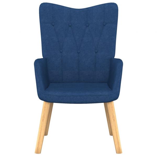 Relaxsessel mit Hocker Blau Stoff