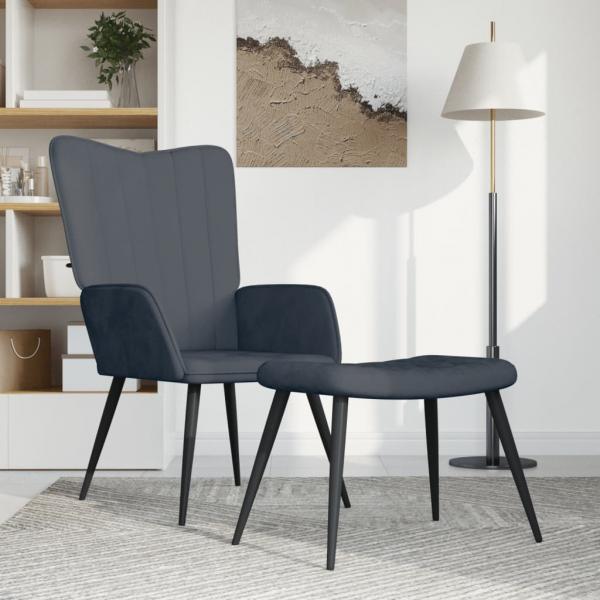 ARDEBO.de - Relaxsessel mit Hocker Dunkelgrau Samt