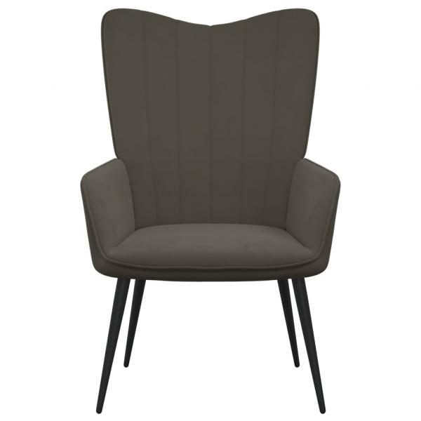Relaxsessel mit Hocker Dunkelgrau Samt