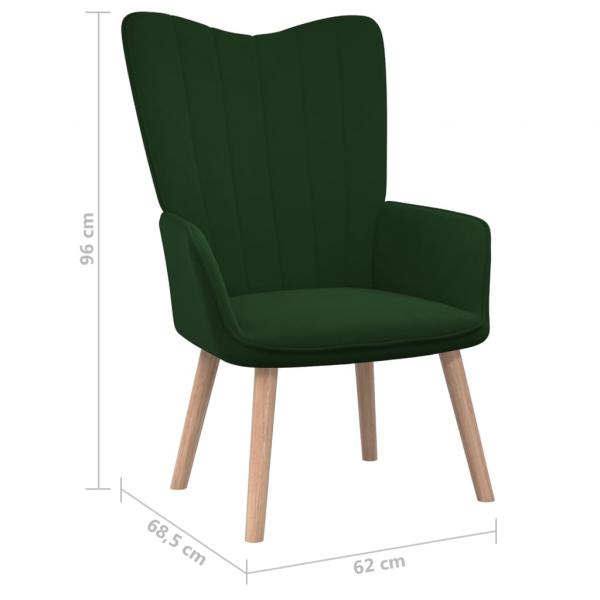 Relaxsessel mit Hocker Dunkelgrün Samt