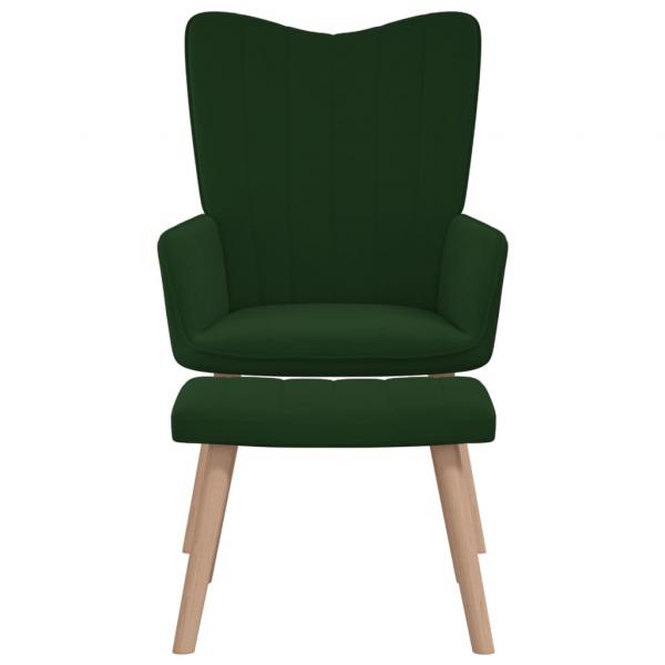 Relaxsessel mit Hocker Dunkelgrün Samt