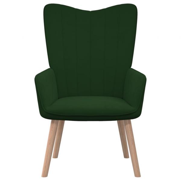 Relaxsessel mit Hocker Dunkelgrün Samt