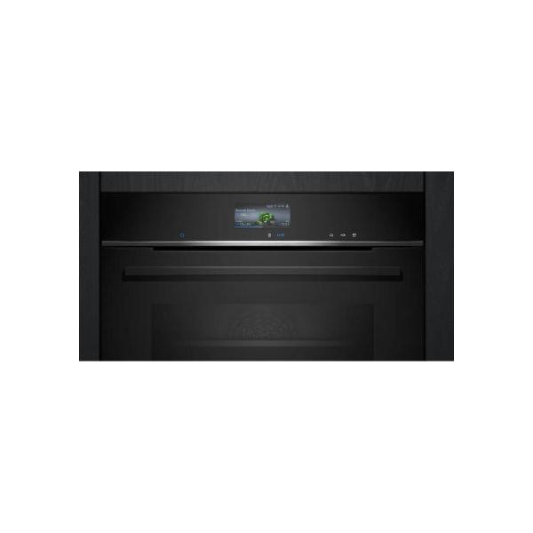 Siemens CS736G1B1 iQ700 A+ Kompaktbackofen mit Dampffunktion, 59,4 cm breit, 47 L, Wassertank, Grill, Kindersicherung, 4D Heißluft, Home Connect, schwarz