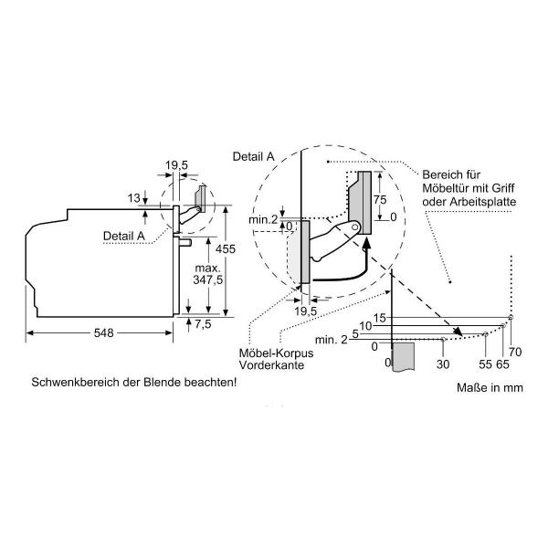 Siemens CS736G1B1 iQ700 A+ Kompaktbackofen mit Dampffunktion, 59,4 cm breit, 47 L, Wassertank, Grill, Kindersicherung, 4D Heißluft, Home Connect, schwarz