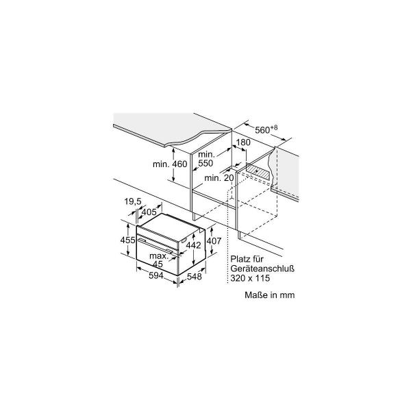 Siemens CS736G1B1 iQ700 A+ Kompaktbackofen mit Dampffunktion, 59,4 cm breit, 47 L, Wassertank, Grill, Kindersicherung, 4D Heißluft, Home Connect, schwarz