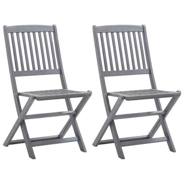 4-tlg. Bistro-Set Massivholz Akazie Grau