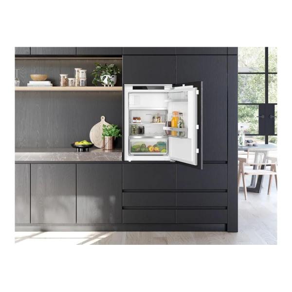 Siemens KI22LADD1 iQ500 Einbaukühlschrank mit Gefrierfach, Nischenhöhe: 88 cm, 119 L, Festtürtechnik, hyperFresh, Home Connect, weiß