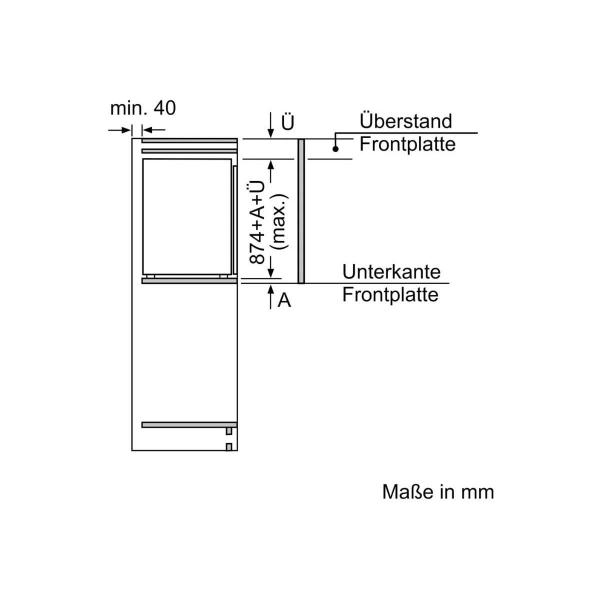 Siemens KI22LADD1 iQ500 Einbaukühlschrank mit Gefrierfach, Nischenhöhe: 88 cm, 119 L, Festtürtechnik, hyperFresh, Home Connect, weiß