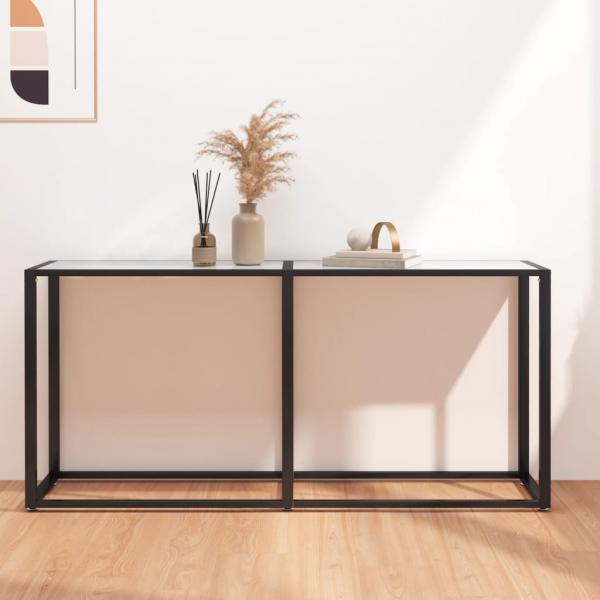 ARDEBO.de - Konsolentisch Weiß Marmor-Optik 160x35x75,5 cm Hartglas