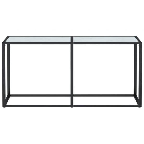 Konsolentisch Weiß Marmor-Optik 160x35x75,5 cm Hartglas