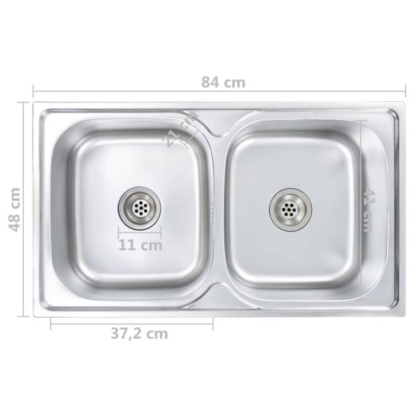 Küchenspüle Doppelbecken mit Sieb & Siphon Edelstahl 