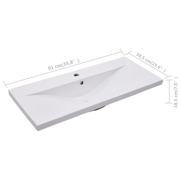 Einbauwaschbecken 91x39,5x18,5 cm Keramik Weiß   