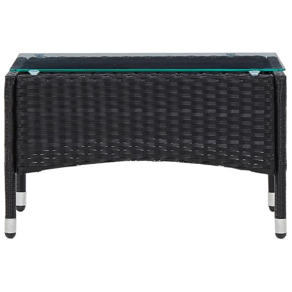 4-tlg. Garten-Lounge-Set mit Auflagen Poly Rattan Schwarz