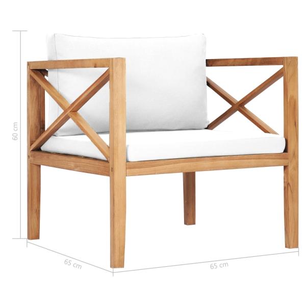 ARDEBO.de - Gartenstuhl mit Cremeweißen Auflagen Massivholz Teak