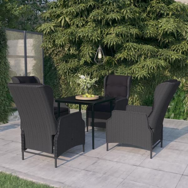 ARDEBO.de - 5-tlg. Garten-Essgruppe Dunkelgrau