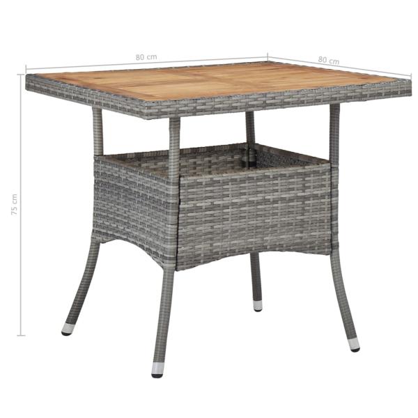 5-tlg. Garten-Essgruppe Grau Poly Rattan und Akazienholz
