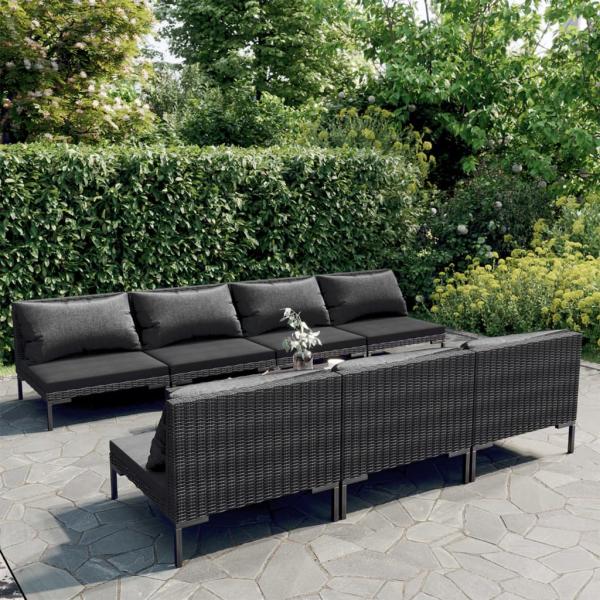 ARDEBO.de - 8-tlg. Garten-Lounge-Set mit Kissen Poly Rattan Dunkelgrau