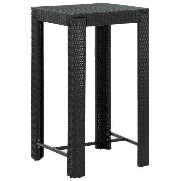 3-tlg. Gartenbar-Set Schwarz Poly Rattan & Massivholz Akazie