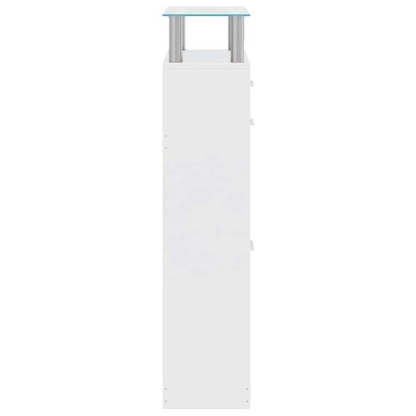 Schuhschrank mit Schubfach und oberem Glasregal Holz Weiß