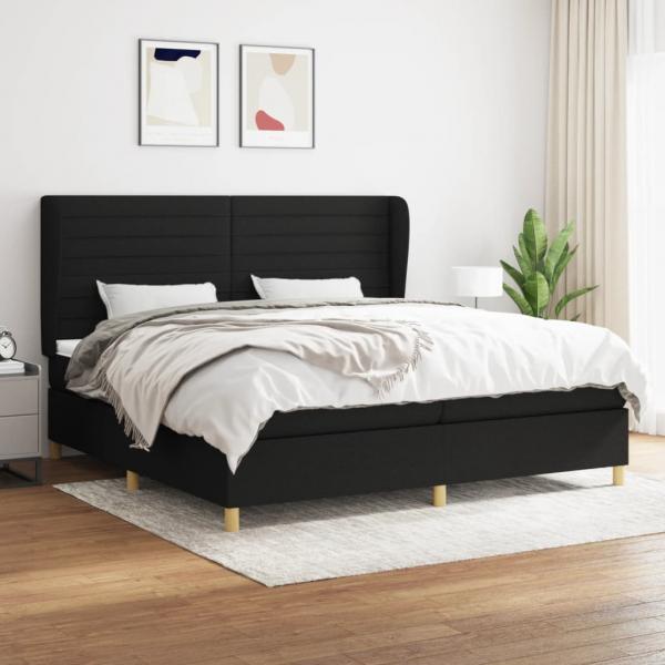 ARDEBO.de - Boxspringbett mit Matratze Schwarz 200x200 cm Stoff