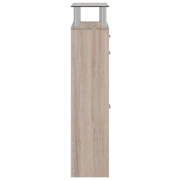 Schuhschrank mit Schubfach & oberes Glasregal Holz Eichenoptik