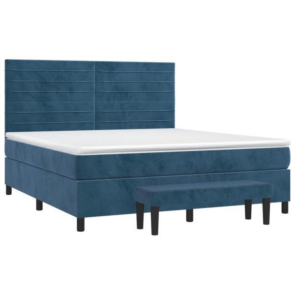 Boxspringbett mit Matratze Dunkelblau 180x200 cm Samt