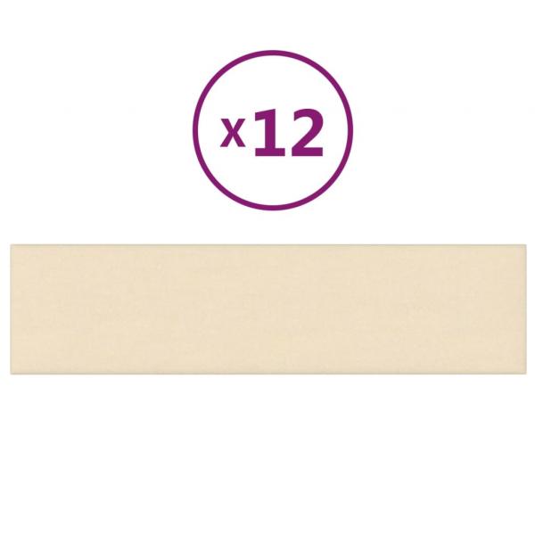 Wandpaneele 12 Stk. Creme 60x15 cm Stoff 1,08 m²