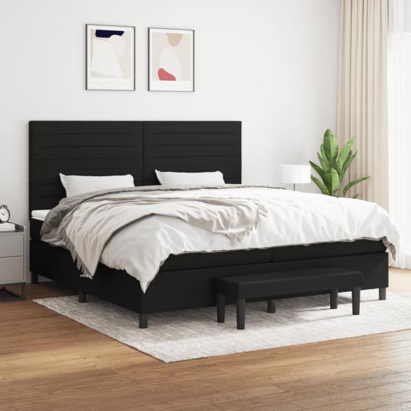 ARDEBO.de - Boxspringbett mit Matratze Schwarz 200x200 cm Stoff