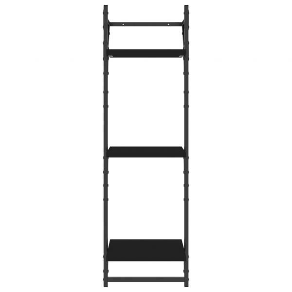Wandregale mit 3 Ablagen & Stangen 2 Stk. Schwarz 30x25x100 cm