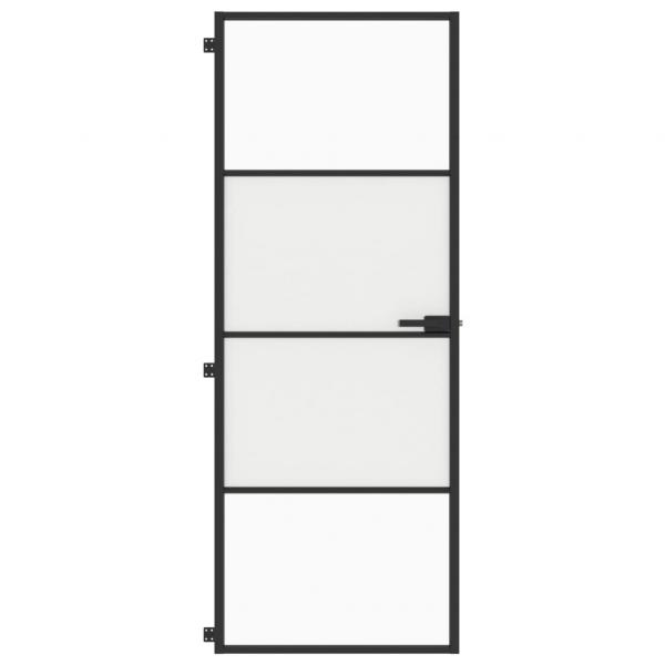 Innentür Schlank Schwarz 76x201,5 cm Hartglas und Aluminium