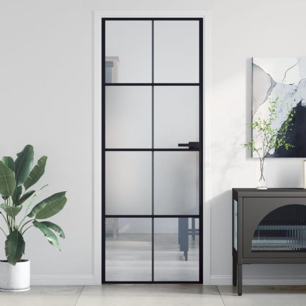 ARDEBO.de - Innentür Schlank Schwarz 76x201,5 cm Hartglas und Aluminium