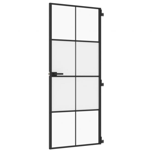 Innentür Schlank Schwarz 83x201,5 cm Hartglas & Aluminium