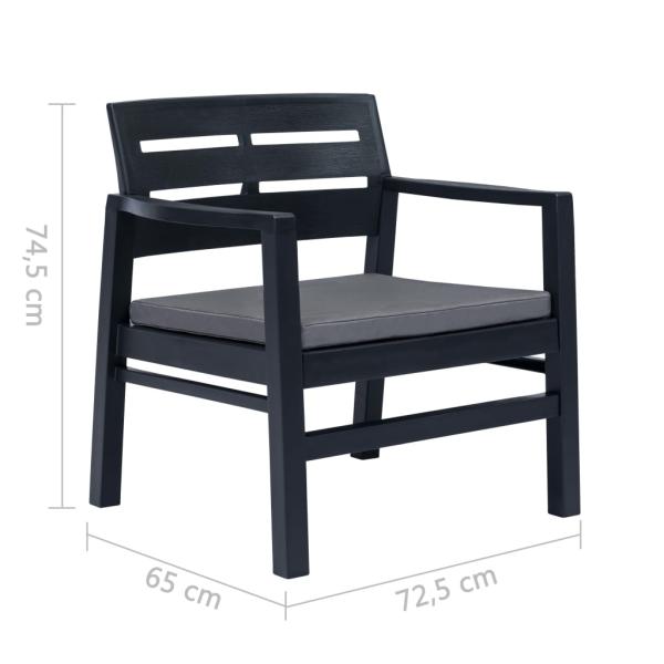 4-teiliges Gartenmöbel-Set Anthrazit Kunststoff