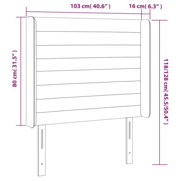 LED Kopfteil Dunkelgrau 103x16x118/128 cm Samt