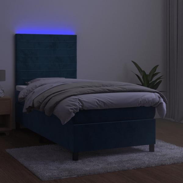 Boxspringbett mit Matratze & LED Dunkelblau 100x200 cm Samt
