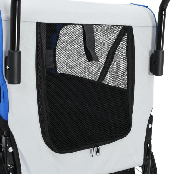 2-in-1 Fahrradanhänger für Hunde und Buggy Grau and Blau