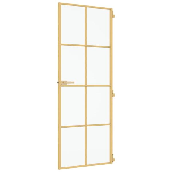 Innentür Schlank Golden 76x201,5 cm Hartglas und Aluminium