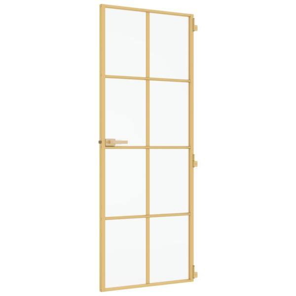 Innentür Schlank Golden 76x201,5 cm Hartglas und Aluminium