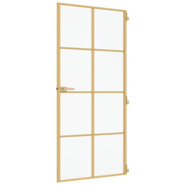 Innentür Schlank Golden 93x201,5 cm Hartglas und Aluminium