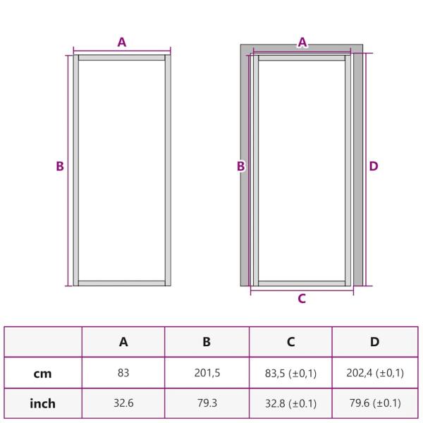 Innentür Schlank Golden 83x201,5 cm Hartglas und Aluminium