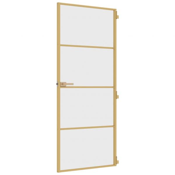 Innentür Schlank Golden 83x201,5 cm Hartglas und Aluminium