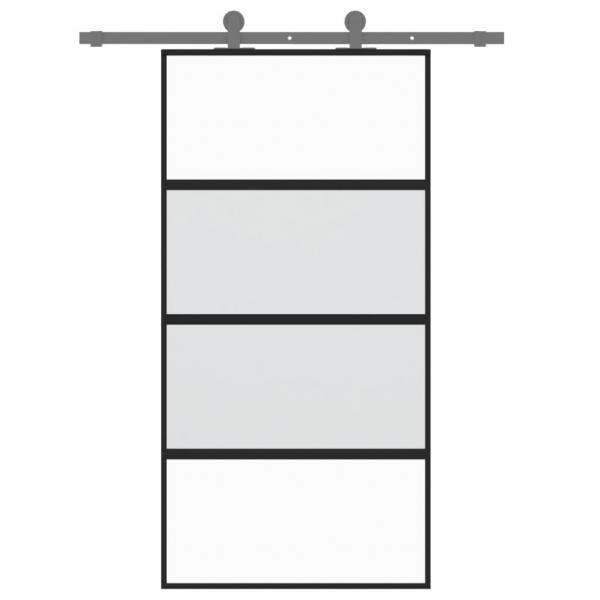 Schiebetür Schwarz 102,5x205 cm Hartglas und Aluminium