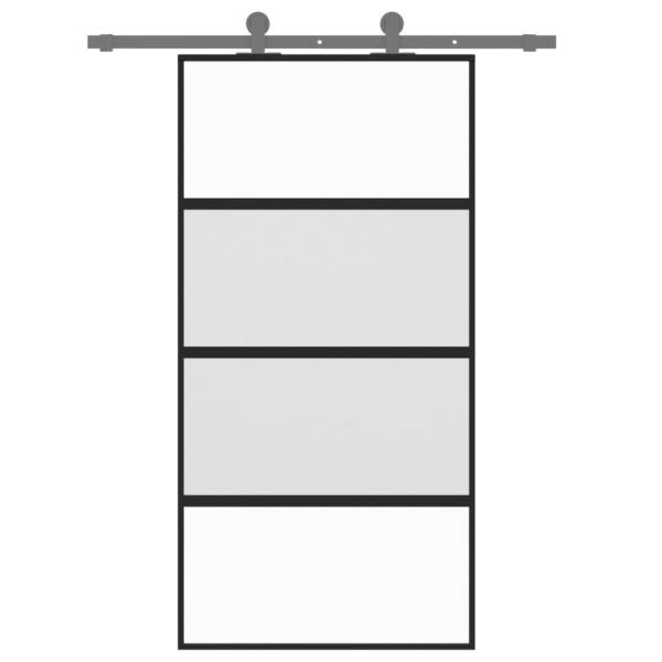 Schiebetür Schwarz 102,5x205 cm Hartglas und Aluminium