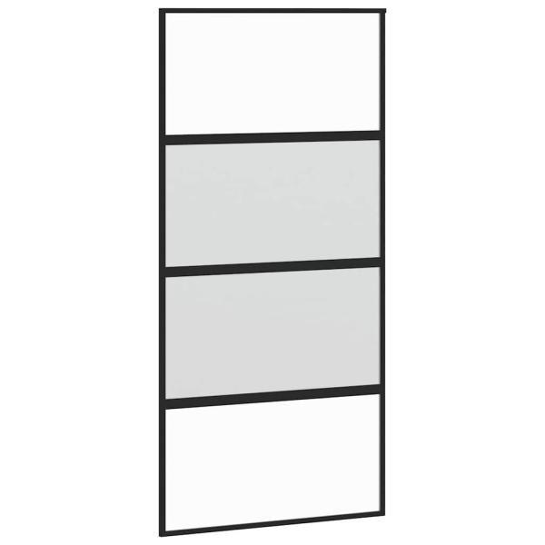Schiebetür Schwarz 102,5x205 cm Hartglas und Aluminium