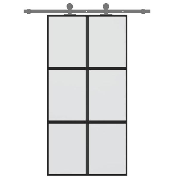 Schiebetür Schwarz 102,5x205 cm Hartglas und Aluminium