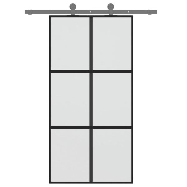 Schiebetür Schwarz 102,5x205 cm Hartglas und Aluminium