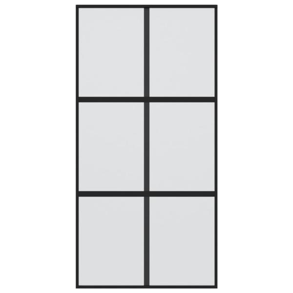 Schiebetür Schwarz 102,5x205 cm Hartglas und Aluminium
