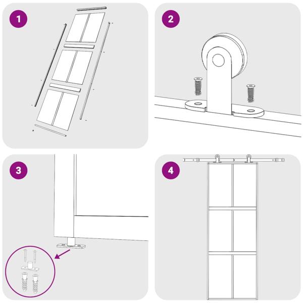 Schiebetür Weiß 76x205 cm Hartglas und Aluminium