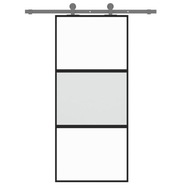 Schiebetür Schwarz 90x205 cm Hartglas und Aluminium